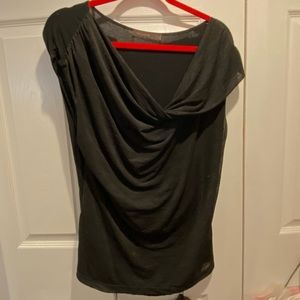 Black Limited top. Short sleeve, Drape neck, size XL